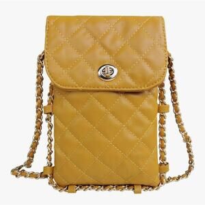 Cell Phone Crossbody Bag Quilted Vegan Leather Phone Purse with Soft Chain